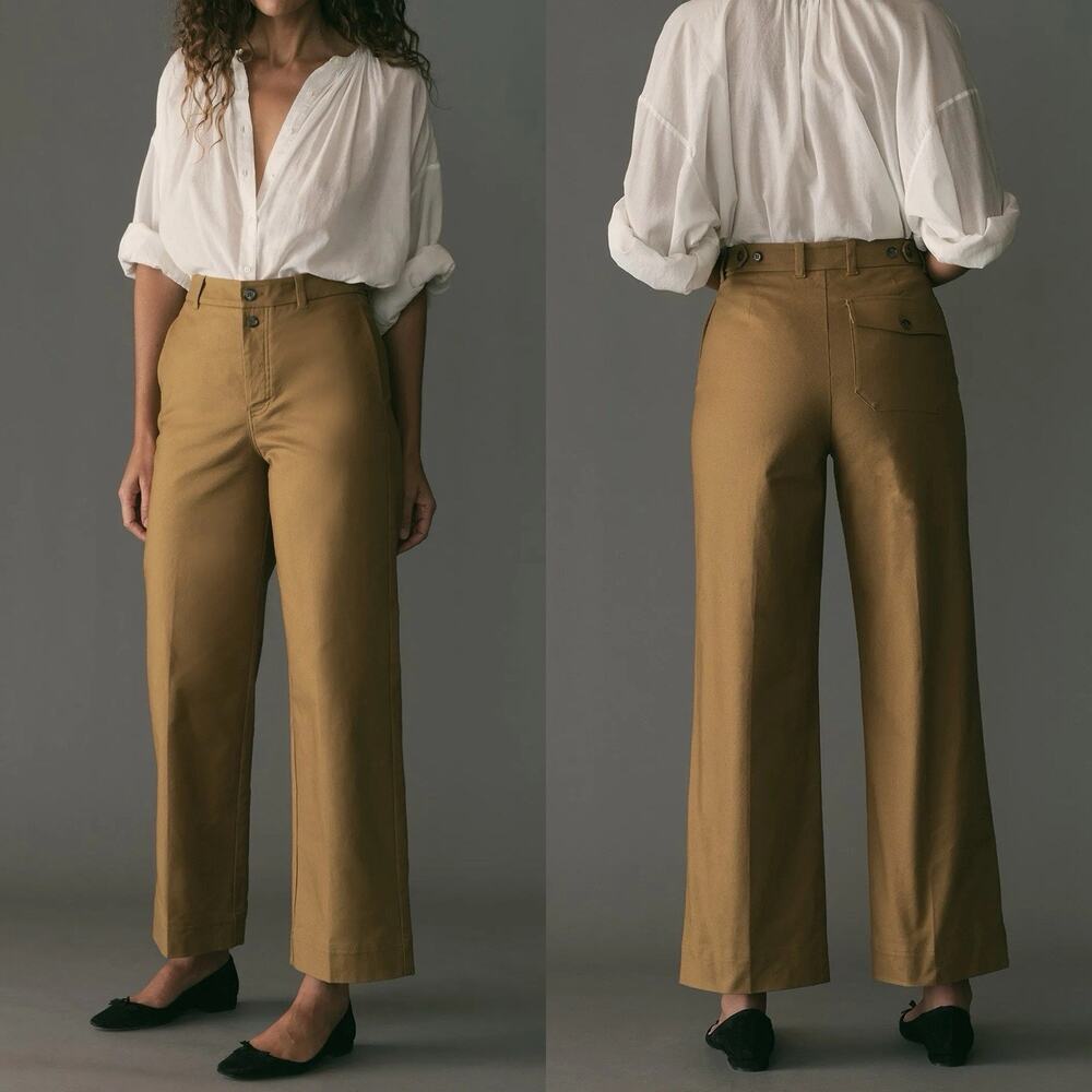 Doen Tan Cotton Stretch Workwear Straight Relaxed Solene Pants Antler - 2